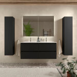 Salgar - meuble salle de bain - 120 cm - plan double vasques c�ramique - noir mat - a suspendre - karaib ...