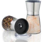 Salire, poivrier, lot de 2, manuel, moulin  sel, poivre, pices verre, inox meule cramique rglable, ...