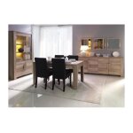 Meublorama - salle  manger farra : buffet, vitrine, 3 miroirs et table avec led
