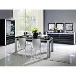 Salle  manger complte lina noire et blanche avec led