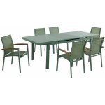 Salle � manger de jardin en aluminium : une table extensible l. 180 / 240cm et 6 fauteuils empilables ...
