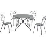 Salle � manger de jardin en m�tal fa�on fer forg� : une table d. 120cm et 4 chaises empilables - anthracite ...