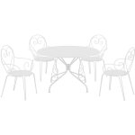 Salle � manger de jardin en m�tal fa�on fer forg� : une table d. 120cm et 4 fauteuils empilables - blanc ...