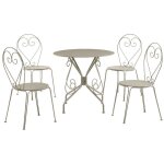 Salle � manger de jardin en m�tal fa�on fer forg� : une table et 4 chaises empilables - beige - guermantes ...