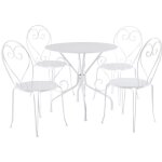 Salle � manger de jardin en m�tal fa�on fer forg� : une table et 4 chaises empilables - blanc - guermantes ...