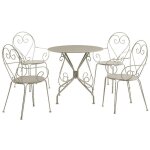 Salle � manger de jardin en m�tal fa�on fer forg� : une table et 4 fauteuils empilables - beige - guermantes ...