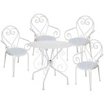 Salle � manger de jardin en m�tal fa�on fer forg� : une table et 4 fauteuils empilables blancs - guermantes ...