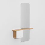 Console d'entre 80x120 cm en mdf avec miroir varna sklum blanc - bois naturel