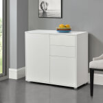 [en. casa] - commode avec 2 tiroirs 2 portes paarl 74 x 79 x 36 cm blanc mat