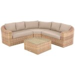 Hesperide - salon d angle de jardin moora savana 5 places en aluminium trait poxy - hespride