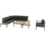 Hesperide - salon de jardin d'angle en aluminium paradize graphite - 6 places - hespride