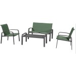 Hesperide - salon elyn 4 montants aluminium et texaline olive graphite - l. 64 x p. 31 x h. 116 cm