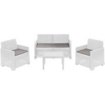 Dmora - salon d'extrieur vieste, ensemble de jardin avec 2 fauteuils, 1 canap et 1 table basse, effet ...