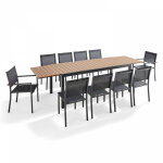 Oviala - salon de jardin 10 places, 8 chaises et 2 fauteuils en aluminium