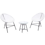 Concept - usine - salon de jardin 2 fauteuils ronds et table basse blanc acapulco