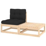 Salon de jardin 2 pcs avec coussins bois de pin massif vidaxl