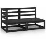 Salon de jardin 2 pcs noir bois de pin massif vidaxl