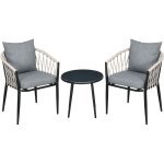 Outsunny - salon de jardin 2 personnes 3 pièces 2 fauteuils avec coussins table basse ronde plateau verre ... Outsunny - salon de jardin 2 personnes 3 pièces 2 fauteuils avec coussins table basse ronde plateau verre ...