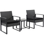 Outsunny - salon de jardin 2 places 3 pièces 2 chaises avec coussins + table basse plateau verre trempé ... Outsunny - salon de jardin 2 places 3 pièces 2 chaises avec coussins + table basse plateau verre trempé ...