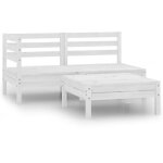 Salon de jardin 3 pcs bois de pin massif blanc