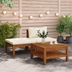 Salon de jardin 3 pcs avec coussins blanc cr�me bois d'acacia vidaxl