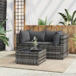 Vidaxl - salon de jardin 3 pcs avec coussins gris r�sine tress�e