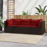 Salon de jardin 3 pcs avec coussins marron r�sine tress�e vidaxl