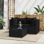 Vidaxl - salon de jardin 3 pcs avec coussins noir r�sine tress�e