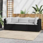 Salon de jardin 3 pcs avec coussins noir r�sine tress�e vidaxl