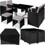Salon de jardin pour 4  8 personnes avec plateaux en verre de scurit pliable, housse de protection ...