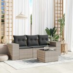 Salon de jardin 4 pcs avec coussins gris clair r�sine tress�e - vidaxl