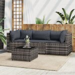 Salon de jardin 4 pcs avec coussins gris rsine tresse vidaxl