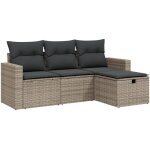 Salon de jardin 4 pcs avec coussins gris rsine tresse vidaxl