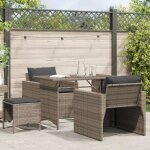 Salon de jardin 4 pcs avec coussins gris r�sine tress�e - vidaxl
