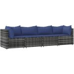 The living store salon de jardin 4 pcs avec coussins gris r�sine tress�e - salon de jardin - mobilier ...