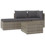Salon de jardin 4 pcs avec coussins gris rsine tresse vidaxl