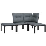 Salon de jardin 4 pcs noir et gris r�sine tress�e vidaxl