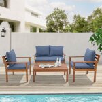 [en. casa] - salon de jardin 4 pices brittoli bois d'acacia naturel gris certifi fsc