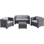 Pegane - salon de jardin 4 places en résine anthracite (1 table basse + 1 canapé 2 places + 2 fauteuils) ... Pegane - salon de jardin 4 places en résine anthracite (1 table basse + 1 canapé 2 places + 2 fauteuils) ...