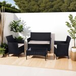 M&s - salon de jardin 4 places en résine tressée avezu noir M&s - salon de jardin 4 places en résine tressée avezu noir