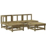 Vidaxl ? salon de jardin 5 pcs en bois de pin impr�gn� ? canap�s d'angle et table basse ? capacit� 110 ...