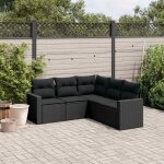 Vidaxl - salon de jardin 5 pcs avec coussins noir rsine tresse
