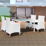 Vidaxl - salon de jardin 5 pcs résine tressée blanc - crème Vidaxl - salon de jardin 5 pcs résine tressée blanc - crème