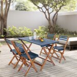 Salon de jardin 5 pices altamura bois d'acacia naturel gris certifi fsc [en. casa]