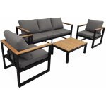 Salon de jardin 5 places en aluminium et eucalyptus ? nazca noir / gris fonc�