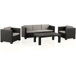Pegane - salon de jardin 5 places en résine anthracite (1 table basse + 1 canapé 3 places + 2 fauteuils) ... Pegane - salon de jardin 5 places en résine anthracite (1 table basse + 1 canapé 3 places + 2 fauteuils) ...