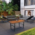 Salon de jardin 56 places - avec 2 canap�s et 1 table, structure en fer thermolaqu� avec dossier r�glable, ...