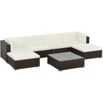 Vidaxl - salon de jardin 7 pcs avec coussins résine tressée marron Vidaxl - salon de jardin 7 pcs avec coussins résine tressée marron