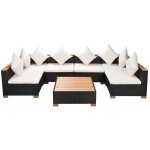 Vidaxl - salon de jardin 7 pcs avec coussins rsine tresse noir