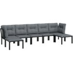 Salon de jardin 7 pcs noir et gris r�sine tress�e